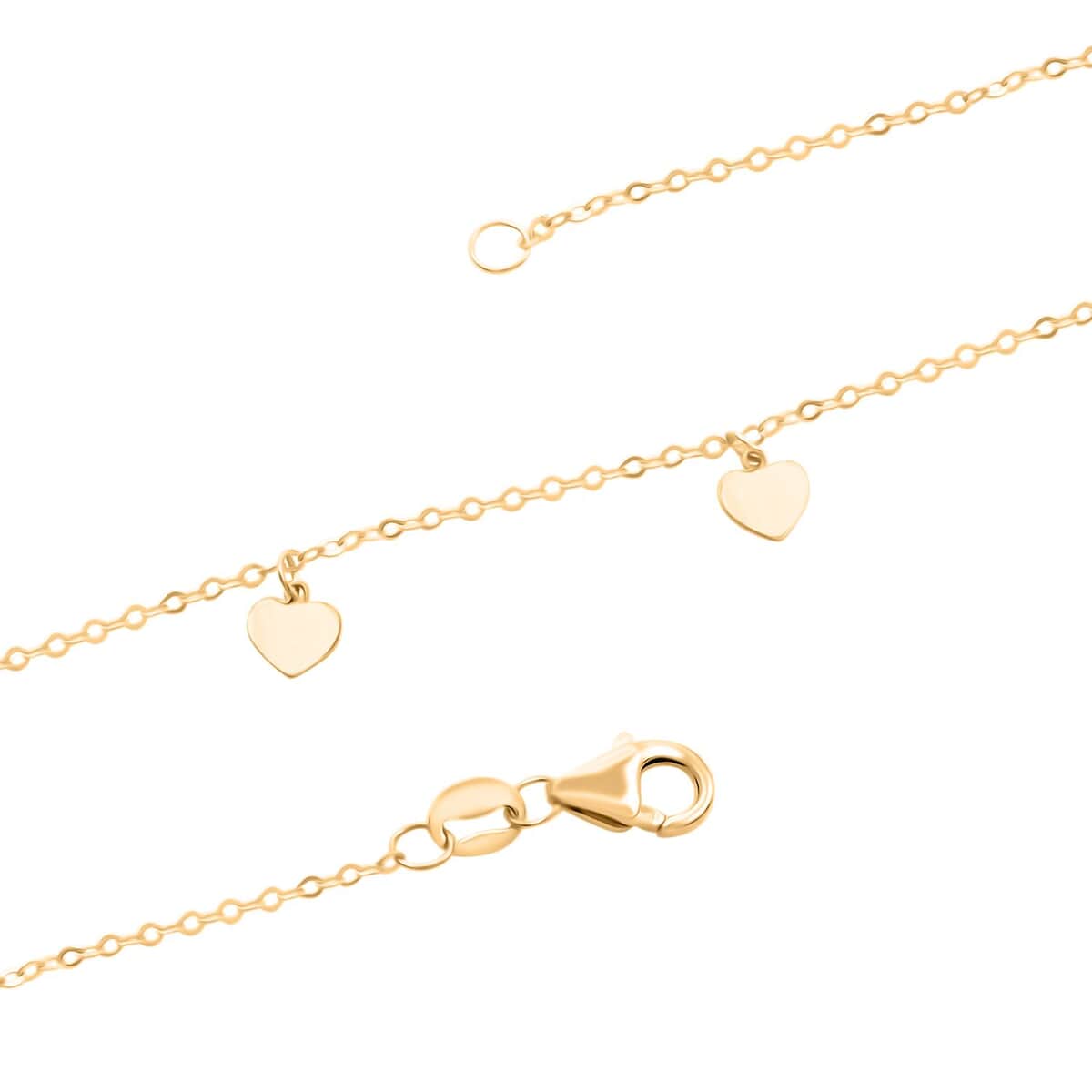 Italian Heart Bracelet (7.00-8.00In) and Necklace 18-20 Inches in 10K Yellow Gold 1.95 Grams image number 3