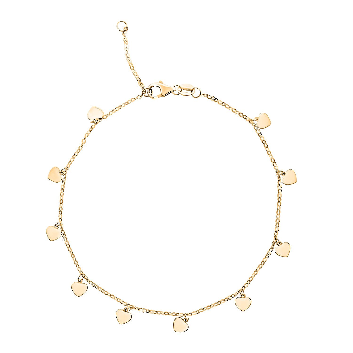 Italian Heart Bracelet (7.00-8.00In) and Necklace 18-20 Inches in 10K Yellow Gold 1.95 Grams