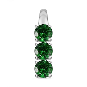 Simulated Green Diamond 3 Stone 6.00 ctw Ring (Size 5.5) and Pendant in Sterling Silver