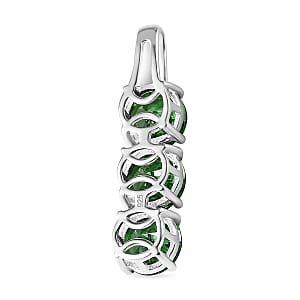 Simulated Green Diamond 3 Stone 6.00 ctw Ring (Size 5.5) and Pendant in Sterling Silver