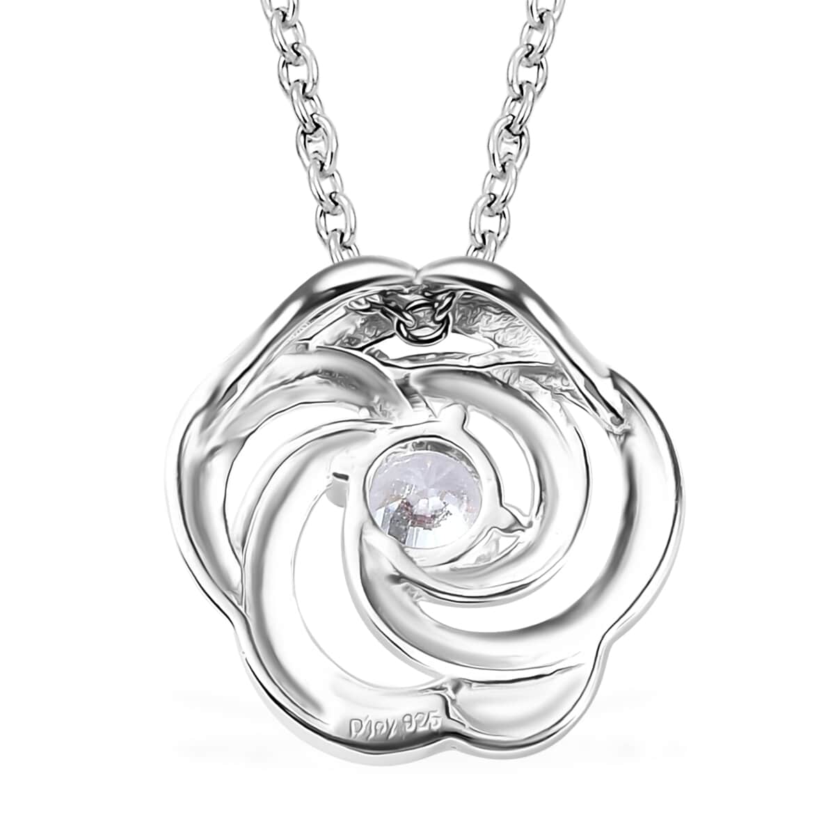 Simulated Diamond Pendant in Sterling Silver with Stainless Steel Necklace 20 Inches 0.90 ctw image number 4