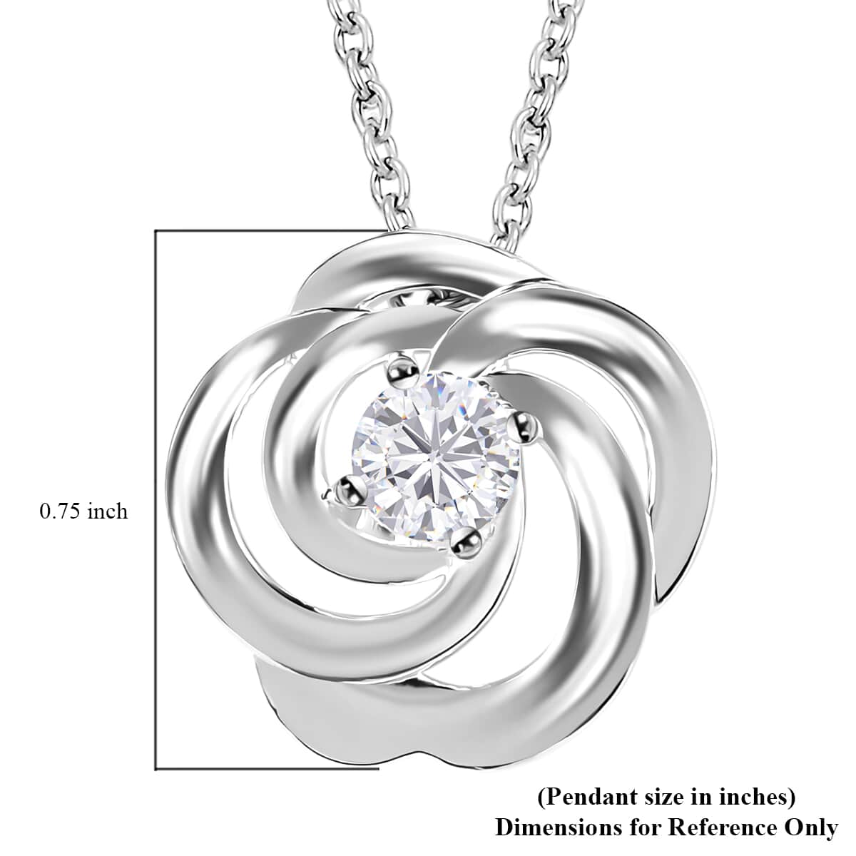 Simulated Diamond Pendant in Sterling Silver with Stainless Steel Necklace 20 Inches 0.90 ctw image number 6