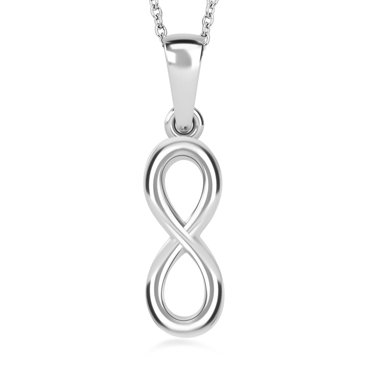 Sterling Silver Infinity Pendant with Stainless Steel Necklace 20 Inches image number 0