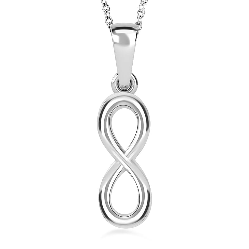 Sterling Silver Infinity Pendant with Stainless Steel Necklace 20 Inches