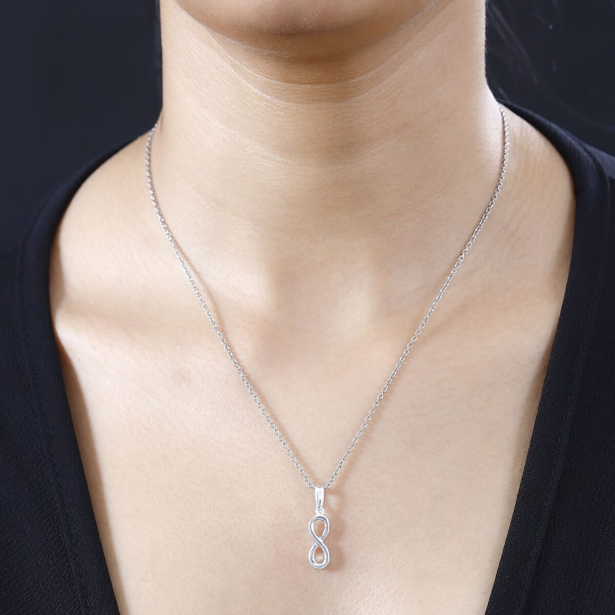 Sterling Silver Infinity Pendant with Stainless Steel Necklace 20 Inches image number 2
