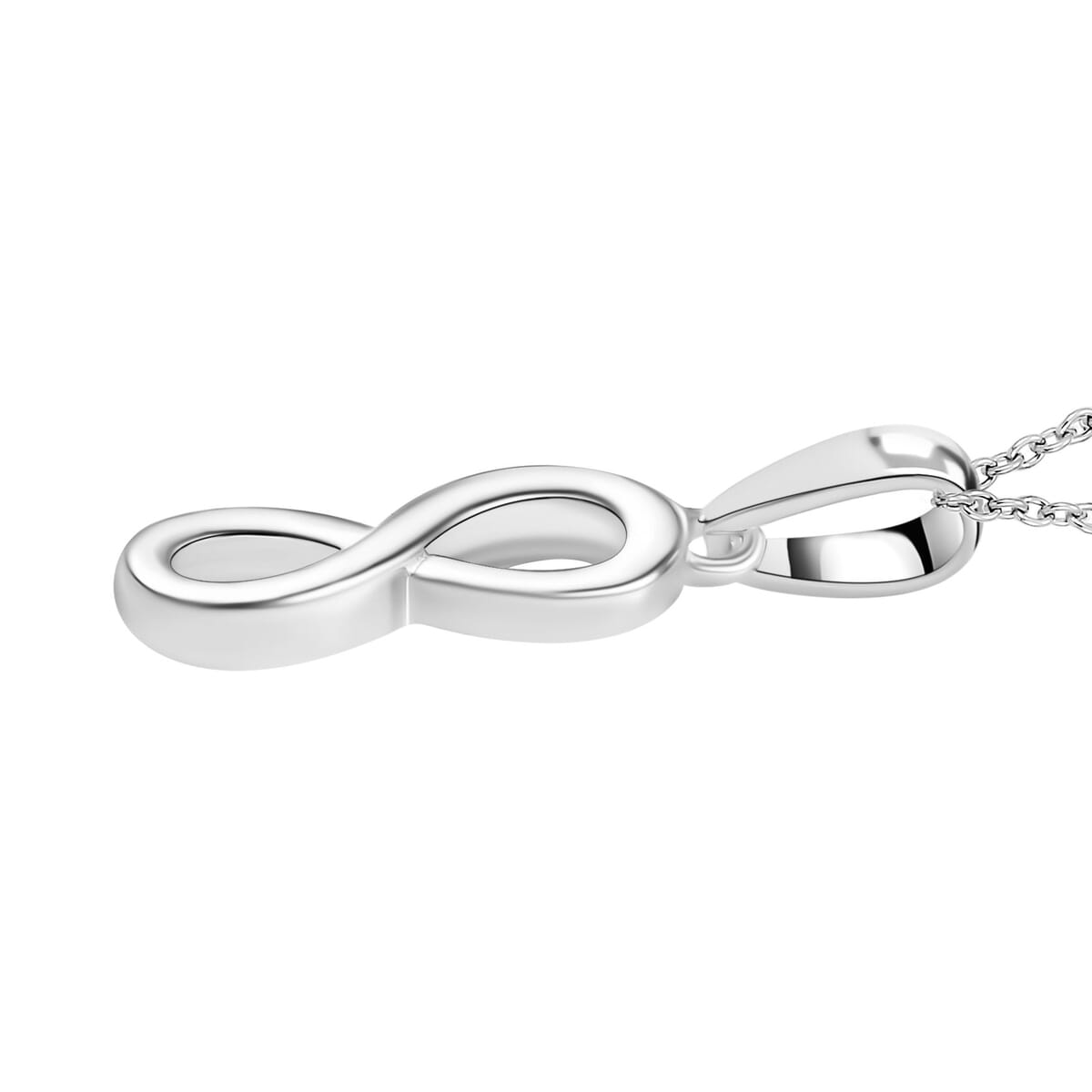 Sterling Silver Infinity Pendant with Stainless Steel Necklace 20 Inches image number 3