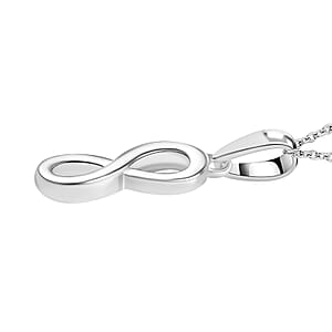 Sterling Silver Infinity Pendant with Stainless Steel Necklace 20 Inches