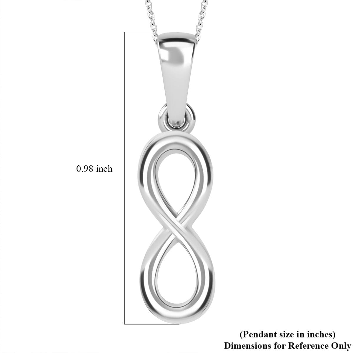 Sterling Silver Infinity Pendant with Stainless Steel Necklace 20 Inches image number 5