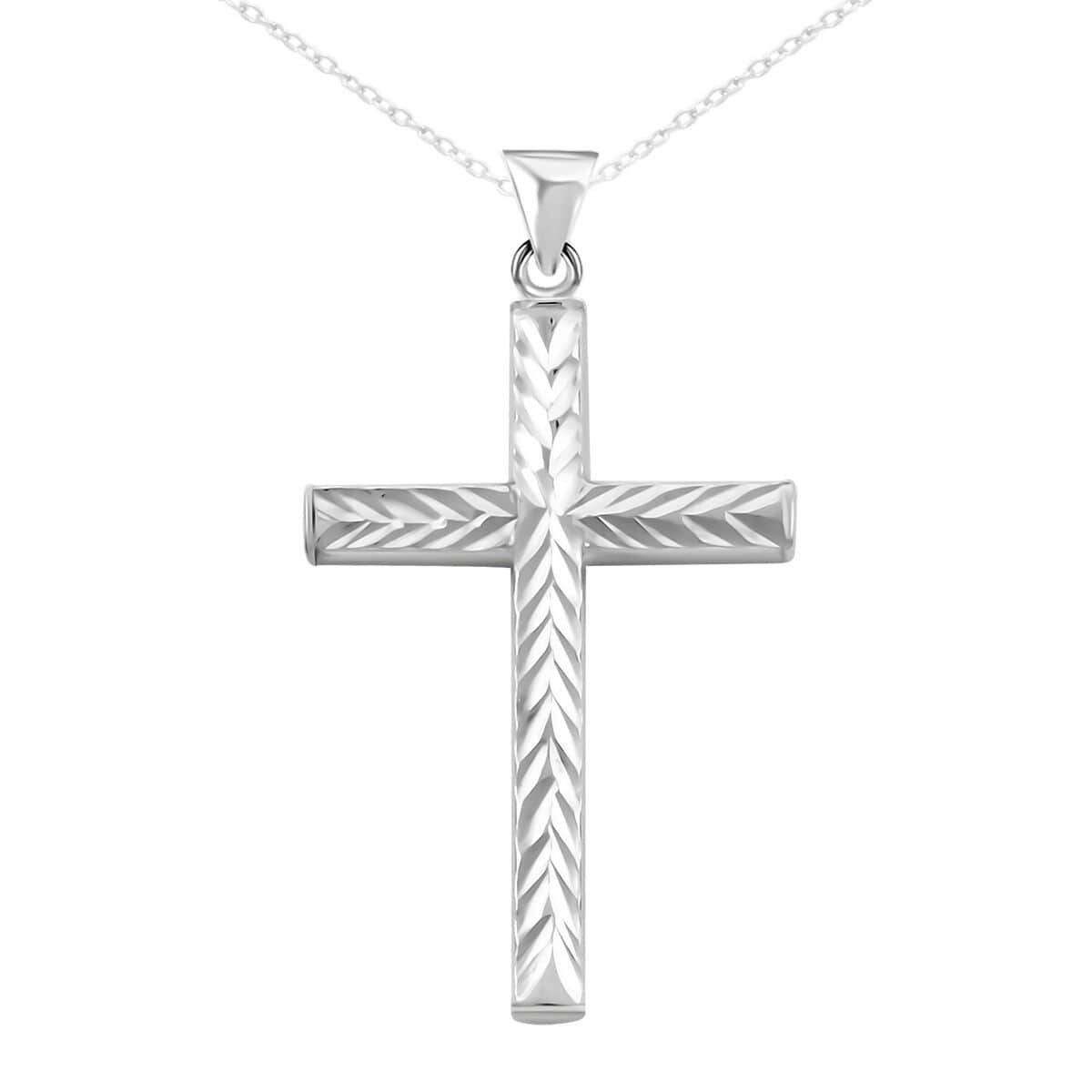 Sterling Silver Diamond-Cut Cross Pendant Necklace (18 Inches) (2.70 g) image number 0