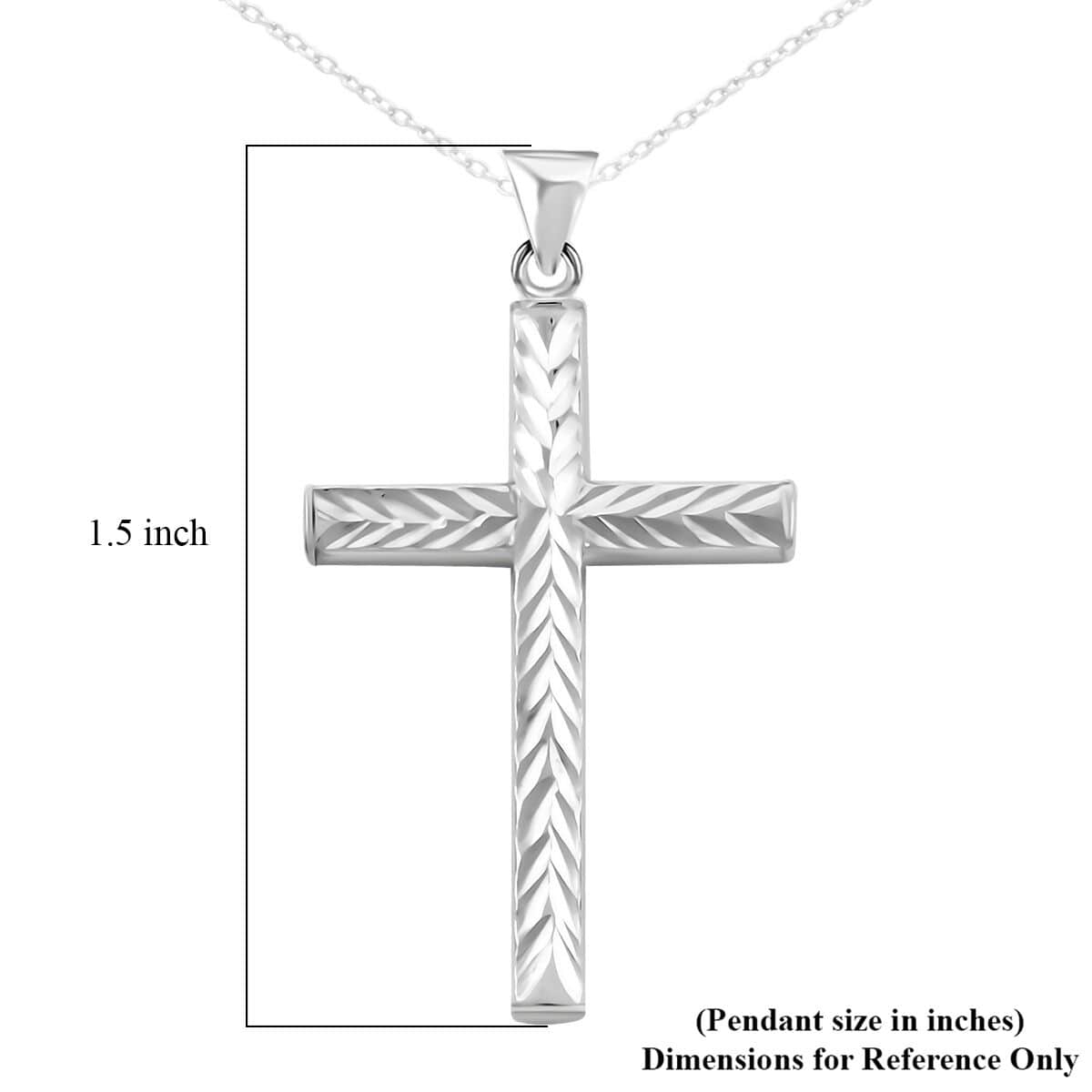 Sterling Silver Diamond-Cut Cross Pendant Necklace (18 Inches) (2.70 g) image number 5