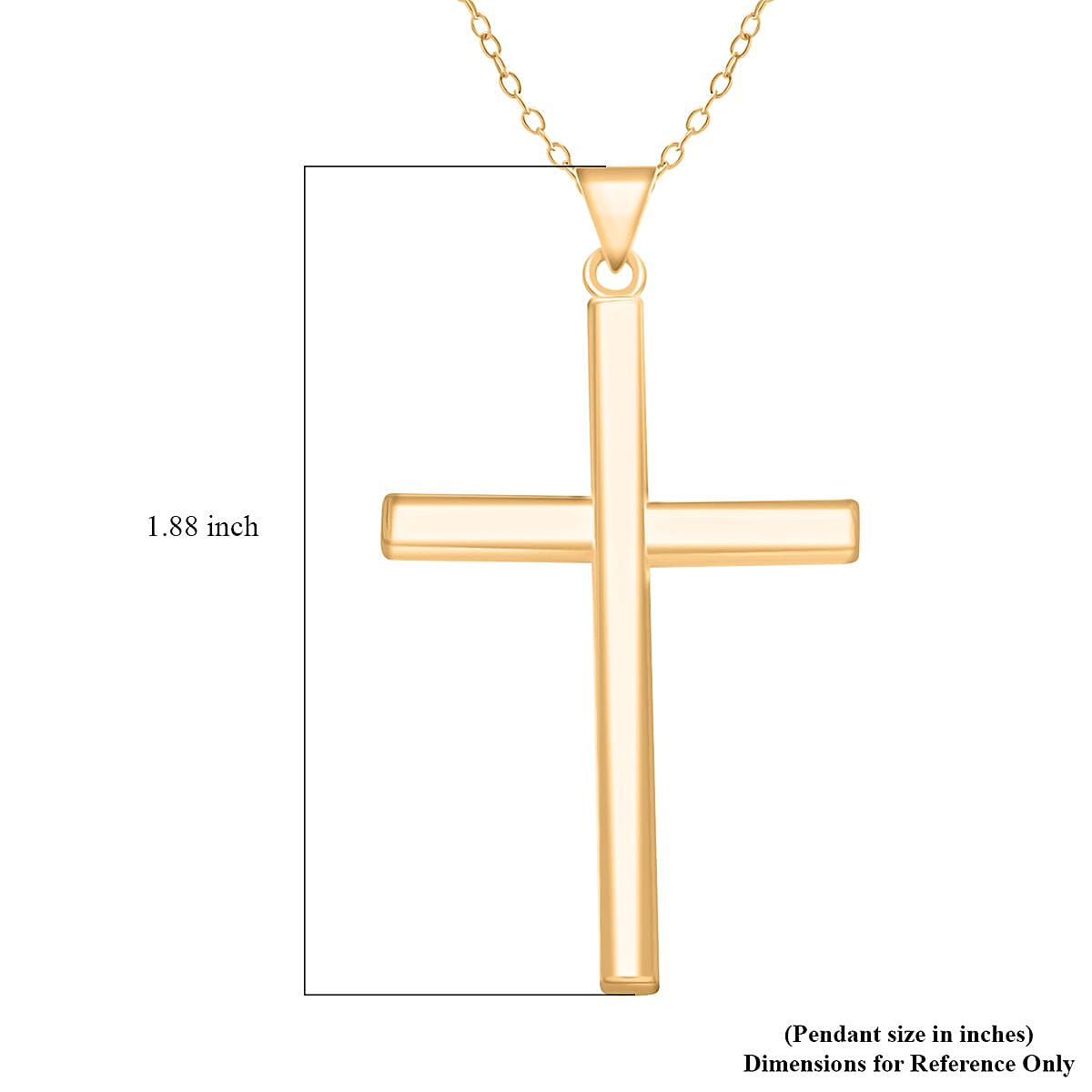 14K Yellow Gold Over Sterling Silver Cross Pendant Necklace 18 Inches 3 Grams image number 5