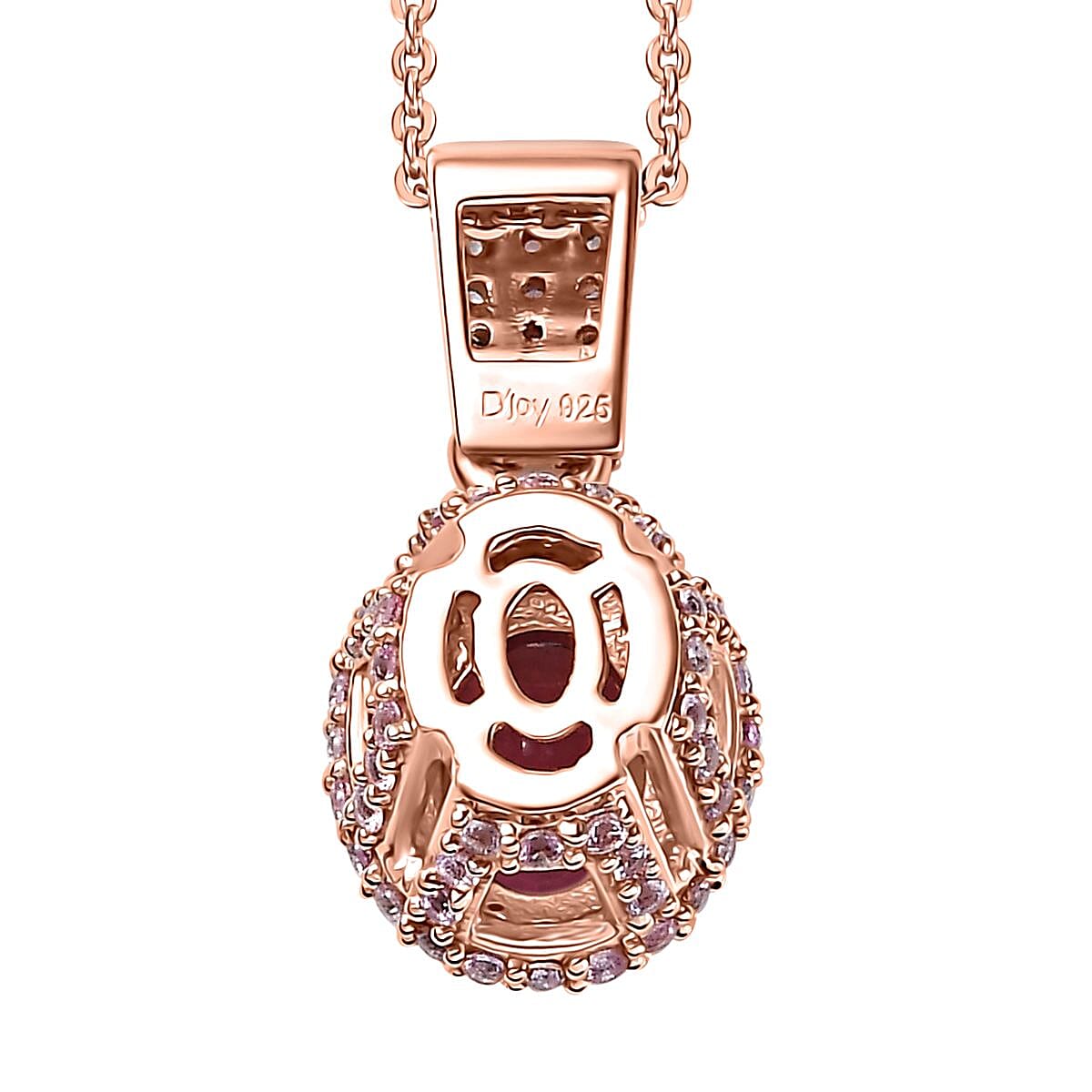 Ouro Fino Rubellite and Multi Gemstone Pendant Necklace 20 Inches in 18K Vermeil Rose Gold Over Sterling Silver 2.40 ctw