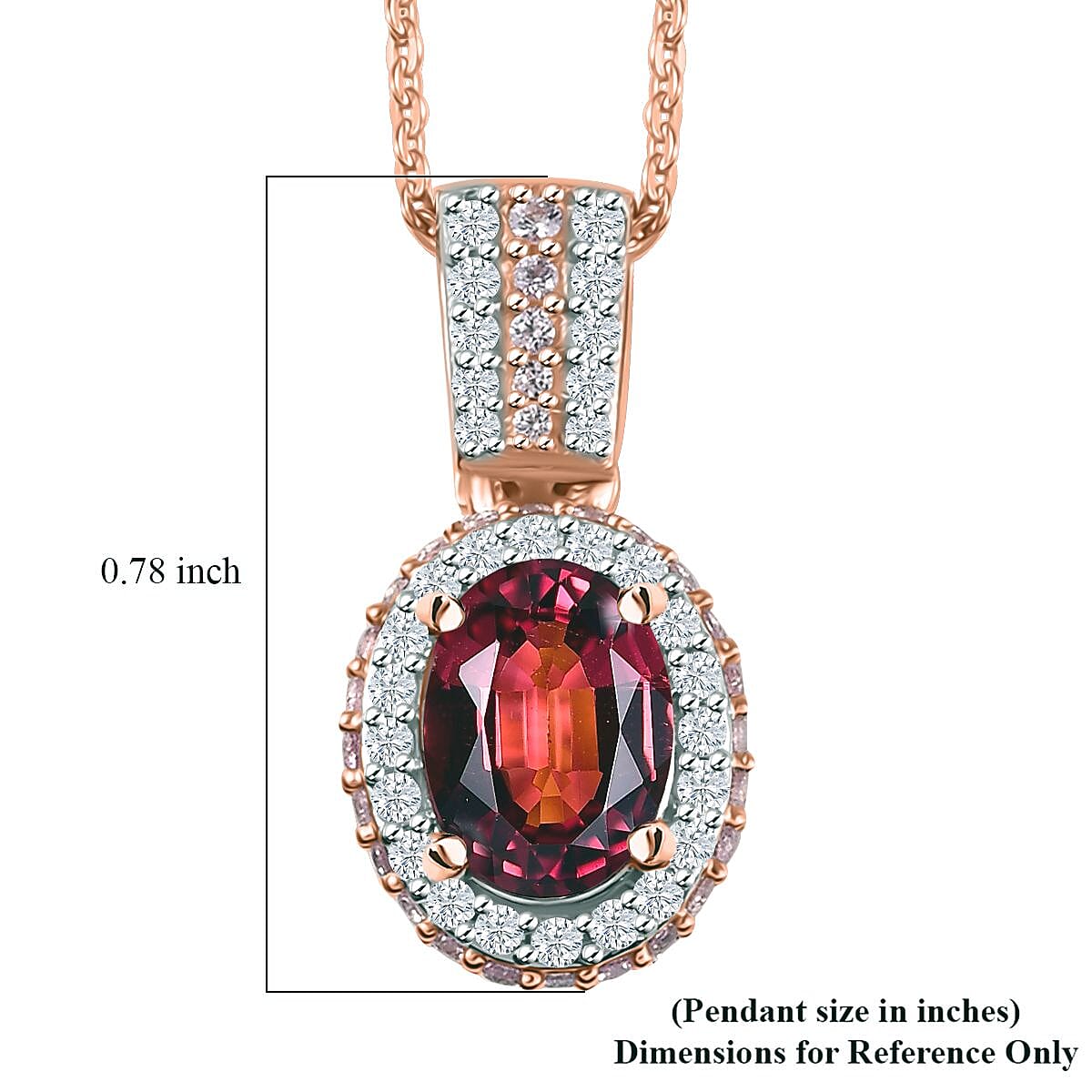 Ouro Fino Rubellite and Multi Gemstone Pendant Necklace 20 Inches in 18K Vermeil Rose Gold Over Sterling Silver 2.40 ctw