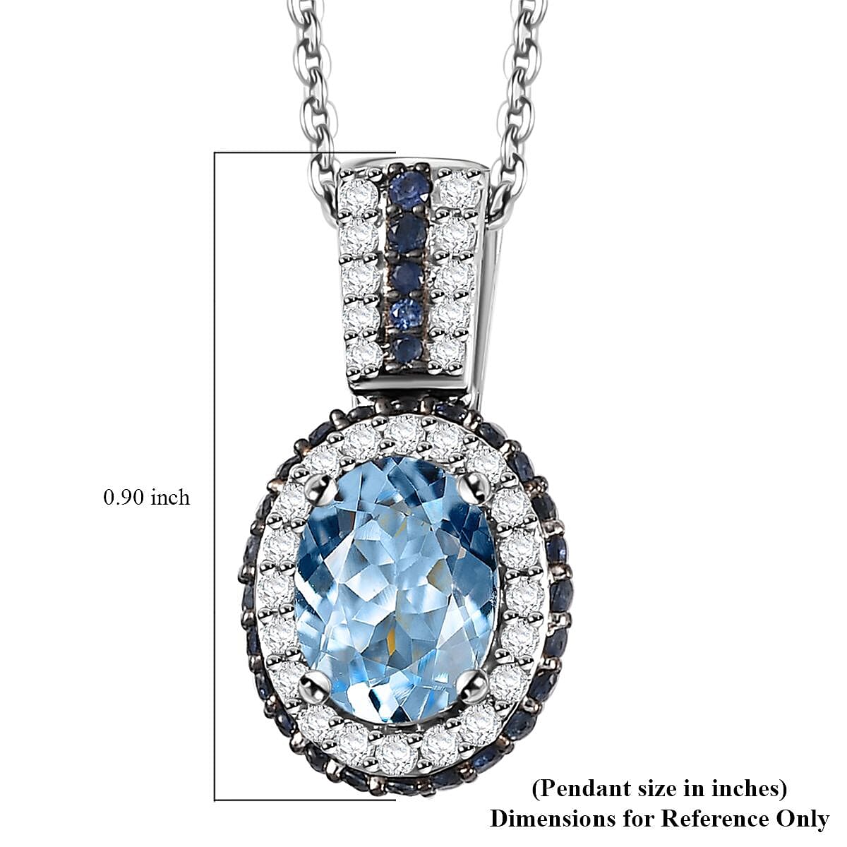 Santa Maria Aquamarine and Multi Gemstone Pendant Necklace 20 Inches in Platinum Over Sterling Silver 2.20 ctw