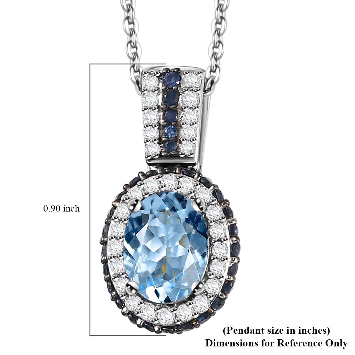 Santa Maria Aquamarine and Multi Gemstone Pendant Necklace 20 Inches in Platinum Over Sterling Silver 2.20 ctw image number 6