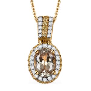 AAA Turkizite and Multi Gemstone Pendant Necklace 20 Inches in 18K Vermeil Yellow Gold Over Sterling Silver 2.35 ctw