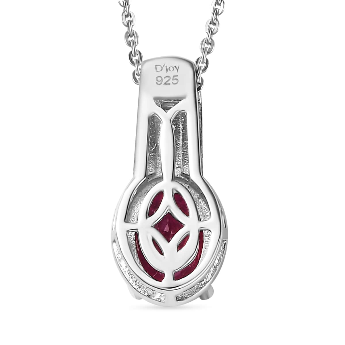 Niassa Ruby (FF), White Zircon Pendant Necklace (20 Inches) in Rhodium Over Sterling Silver 1.70 ctw image number 4