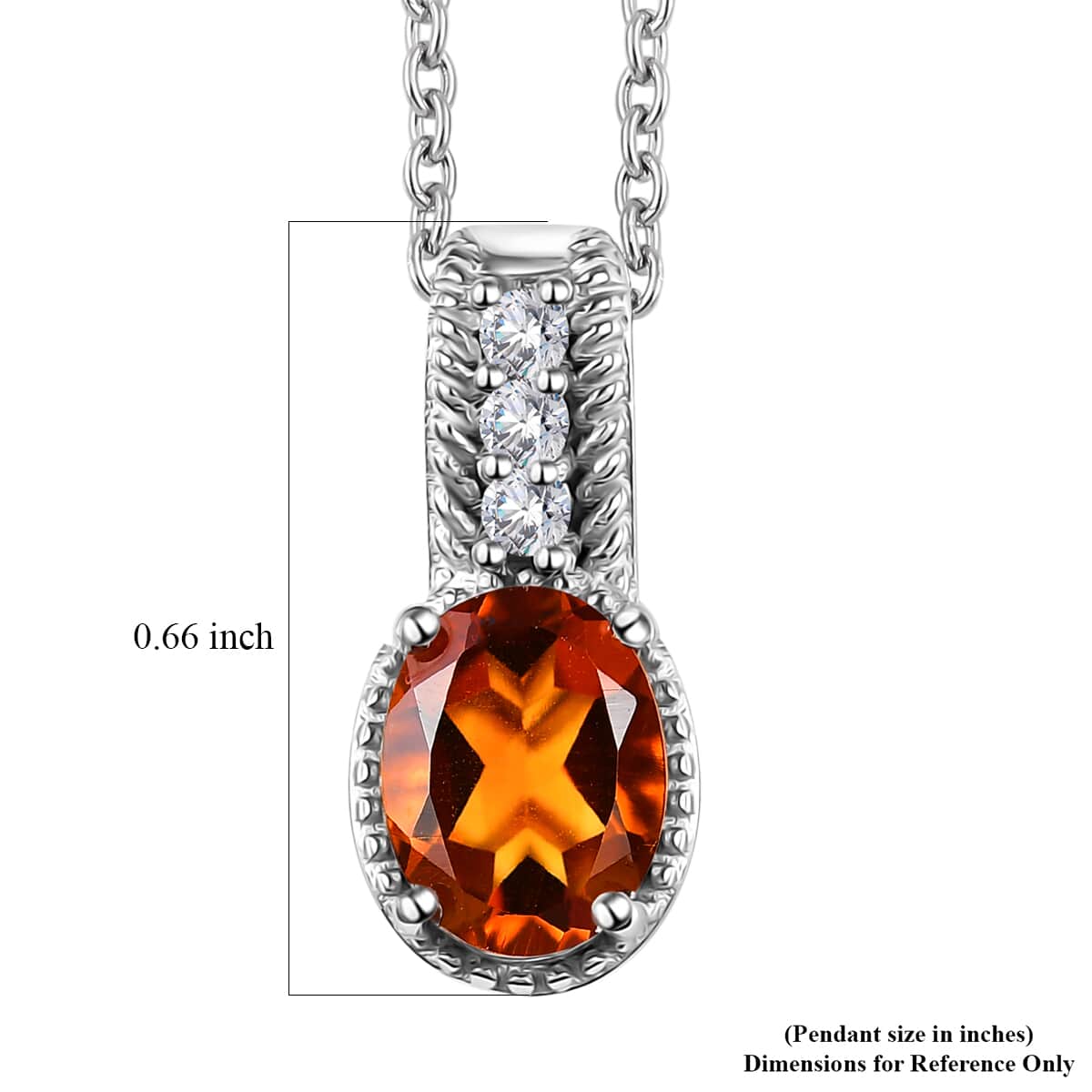 Santa Ana Madeira Citrine and White Zircon 1.10 ctw Pendant Necklace in Rhodium Over Sterling Silver 20 Inches image number 5