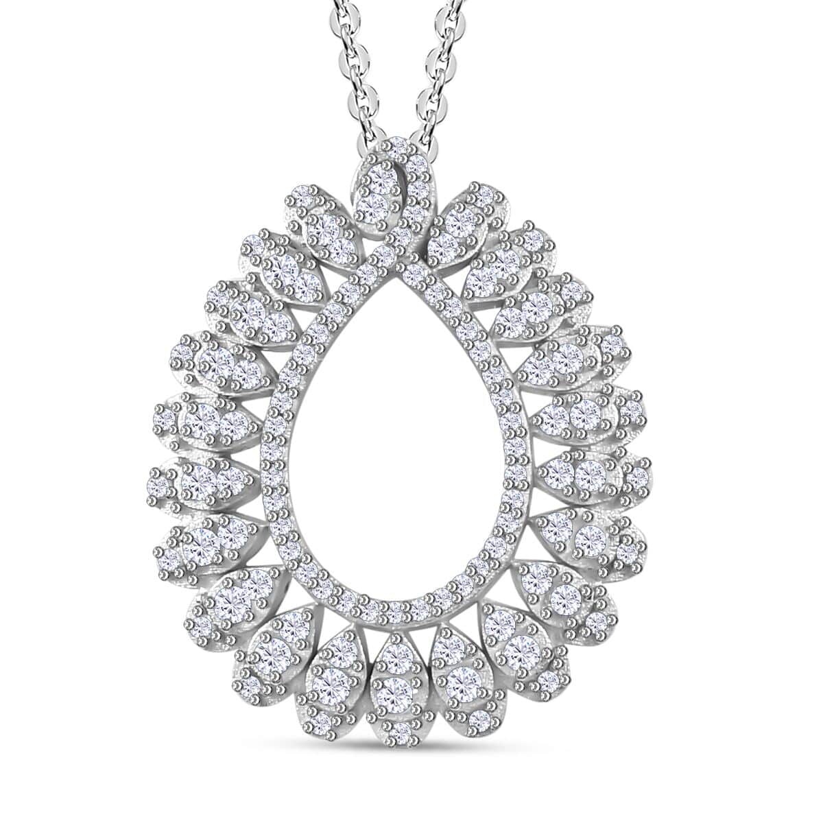 White Diamond Pendant Necklace 20 Inches in Rhodium Over Sterling Silver 0.50 ctw image number 0