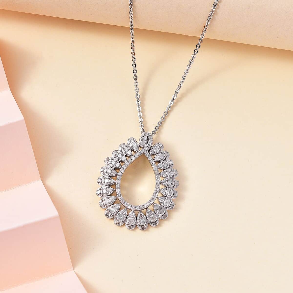 White Diamond Pendant Necklace 20 Inches in Rhodium Over Sterling Silver 0.50 ctw image number 1
