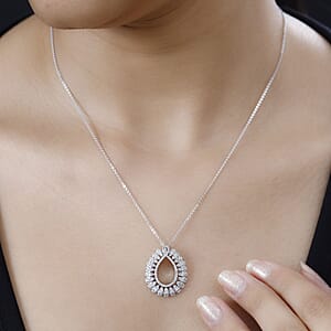 White Diamond Pendant Necklace 20 Inches in Rhodium Over Sterling Silver 0.50 ctw