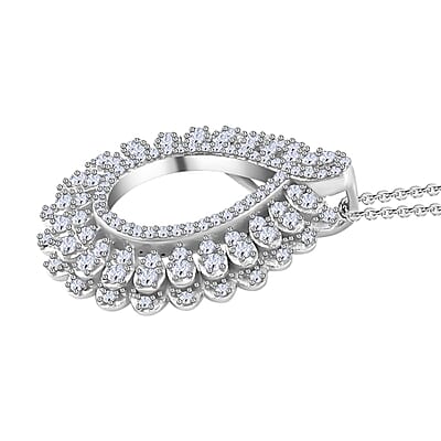 White Diamond Pendant Necklace 20 Inches in Rhodium Over Sterling Silver 0.50 ctw
