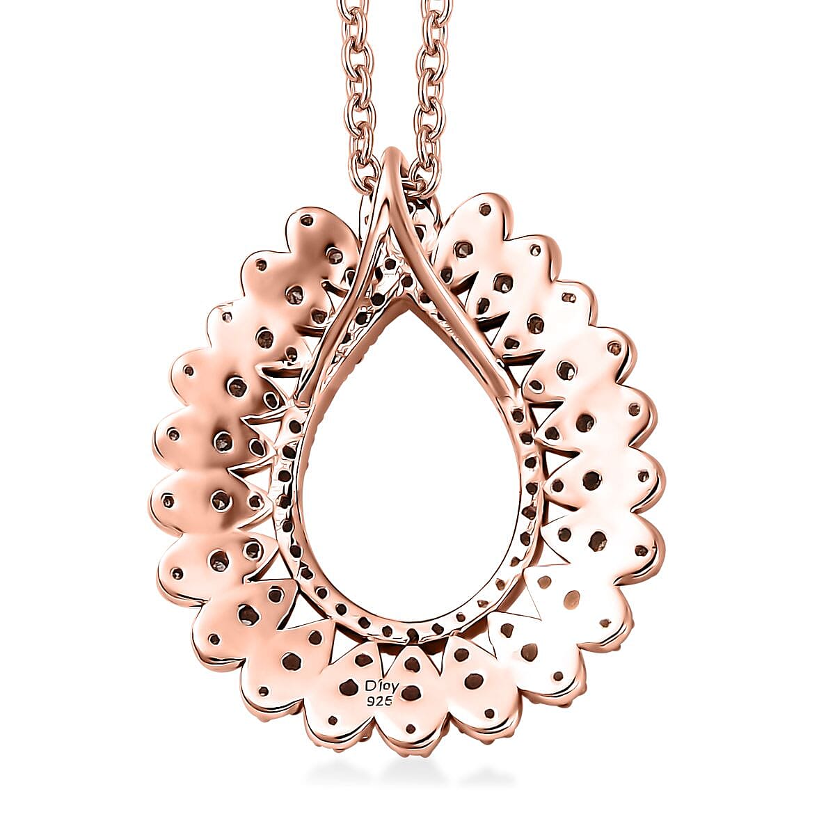 Natural Champagne Diamond Pendant Necklace 20 Inches in 18K Vermeil Rose Gold Over Sterling Silver 0.50 ctw
