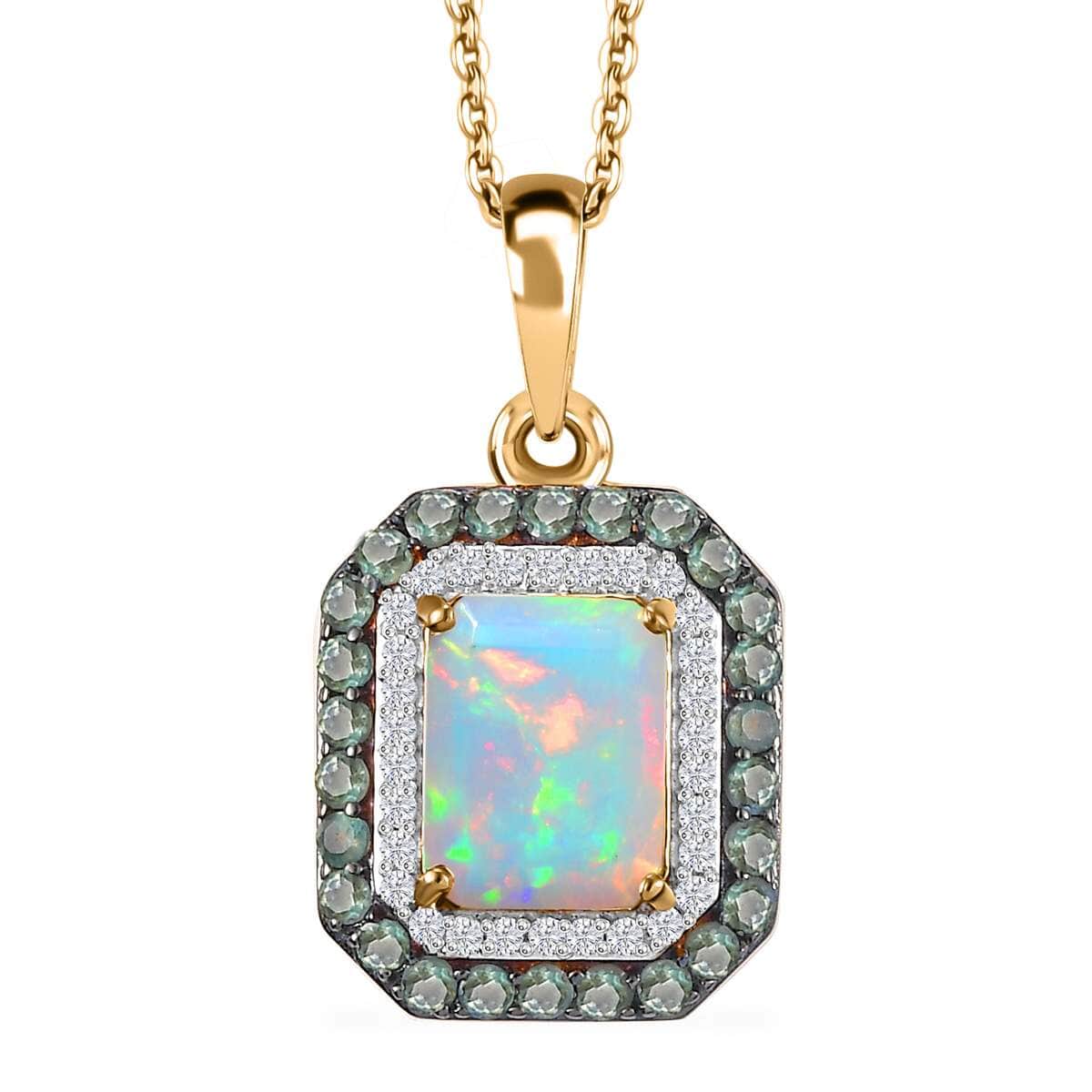 AAA Ethiopian Welo Opal and Multi Gemstone 2.35 ctw Ethereal Mirage Pendant Necklace in 14K Vermeil Yellow Gold Over Sterling Silver 20 Inches image number 0