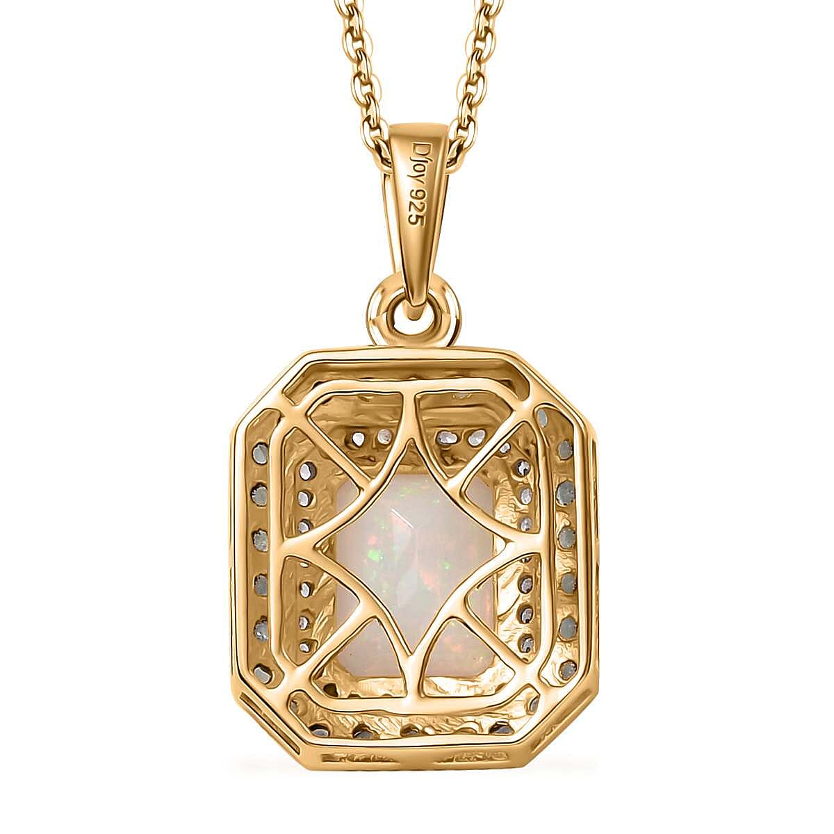 AAA Ethiopian Welo Opal and Multi Gemstone 2.35 ctw Ethereal Mirage Pendant Necklace in 14K Vermeil Yellow Gold Over Sterling Silver 20 Inches