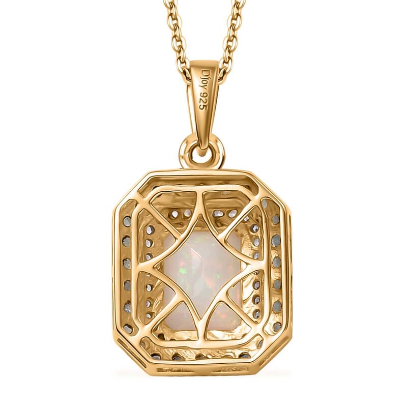 AAA Ethiopian Welo Opal and Multi Gemstone 2.35 ctw Ethereal Mirage Pendant Necklace in 14K Vermeil Yellow Gold Over Sterling Silver 20 Inches