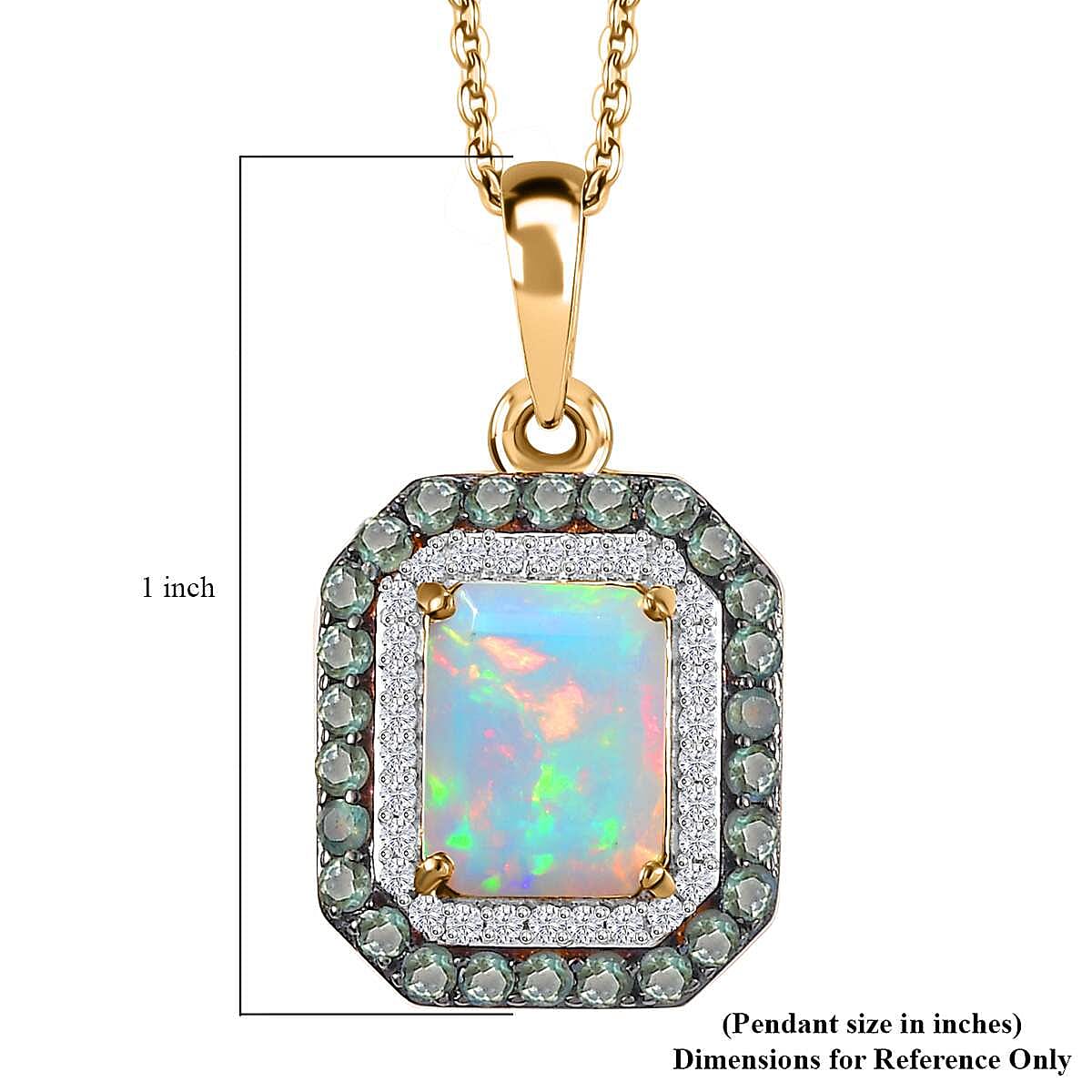 AAA Ethiopian Welo Opal and Multi Gemstone 2.35 ctw Ethereal Mirage Pendant Necklace in 14K Vermeil Yellow Gold Over Sterling Silver 20 Inches
