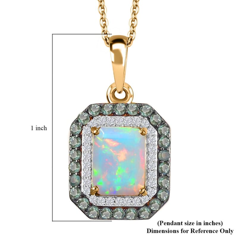 AAA Ethiopian Welo Opal and Multi Gemstone 2.35 ctw Ethereal Mirage Pendant Necklace in 14K Vermeil Yellow Gold Over Sterling Silver 20 Inches