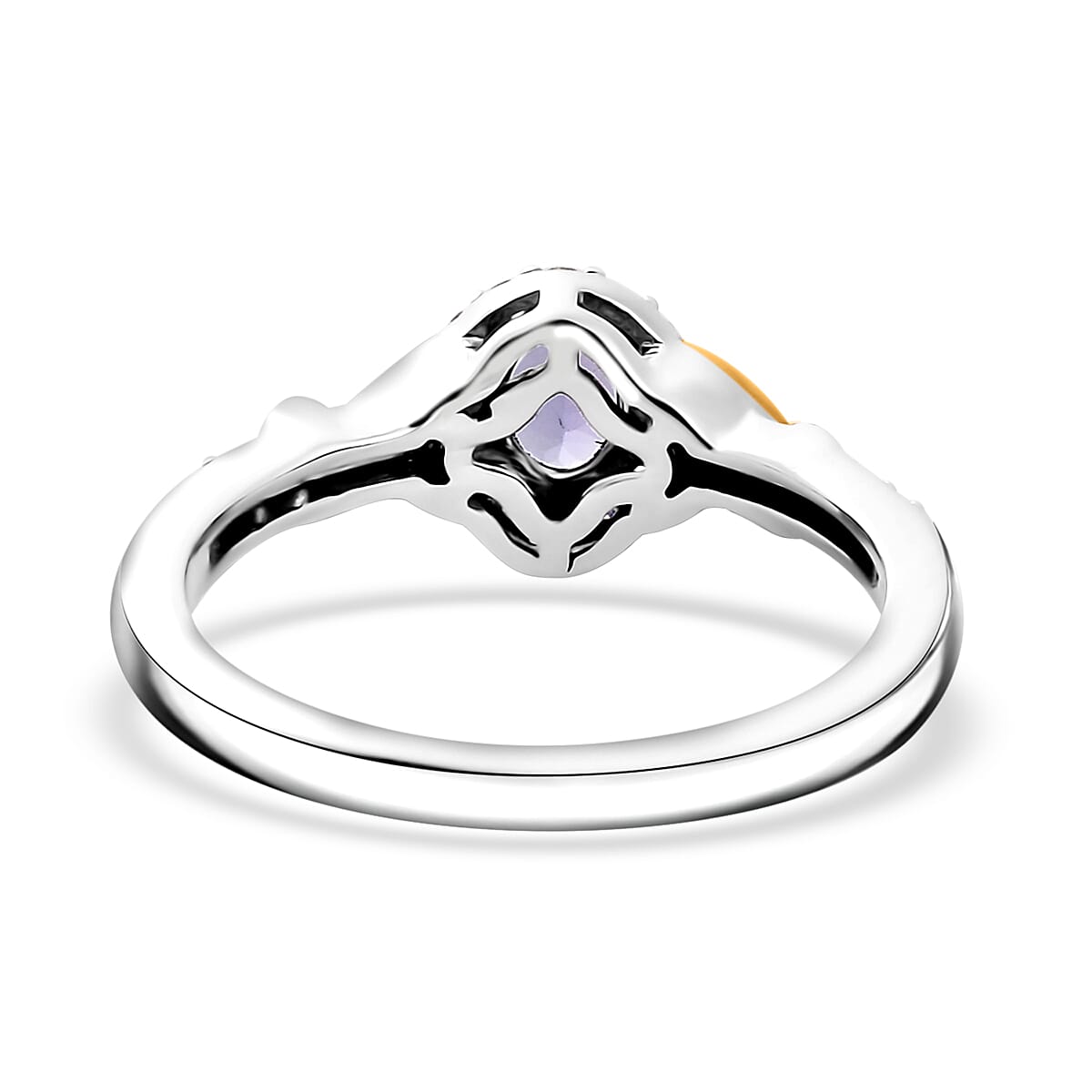 Tanzanite and White Zircon Infinity Halo Ring (Size 5.0) and Pendant Necklace 20 Inches in Vermeil YG and Rhodium Over Sterling Silver 1.25 ctw