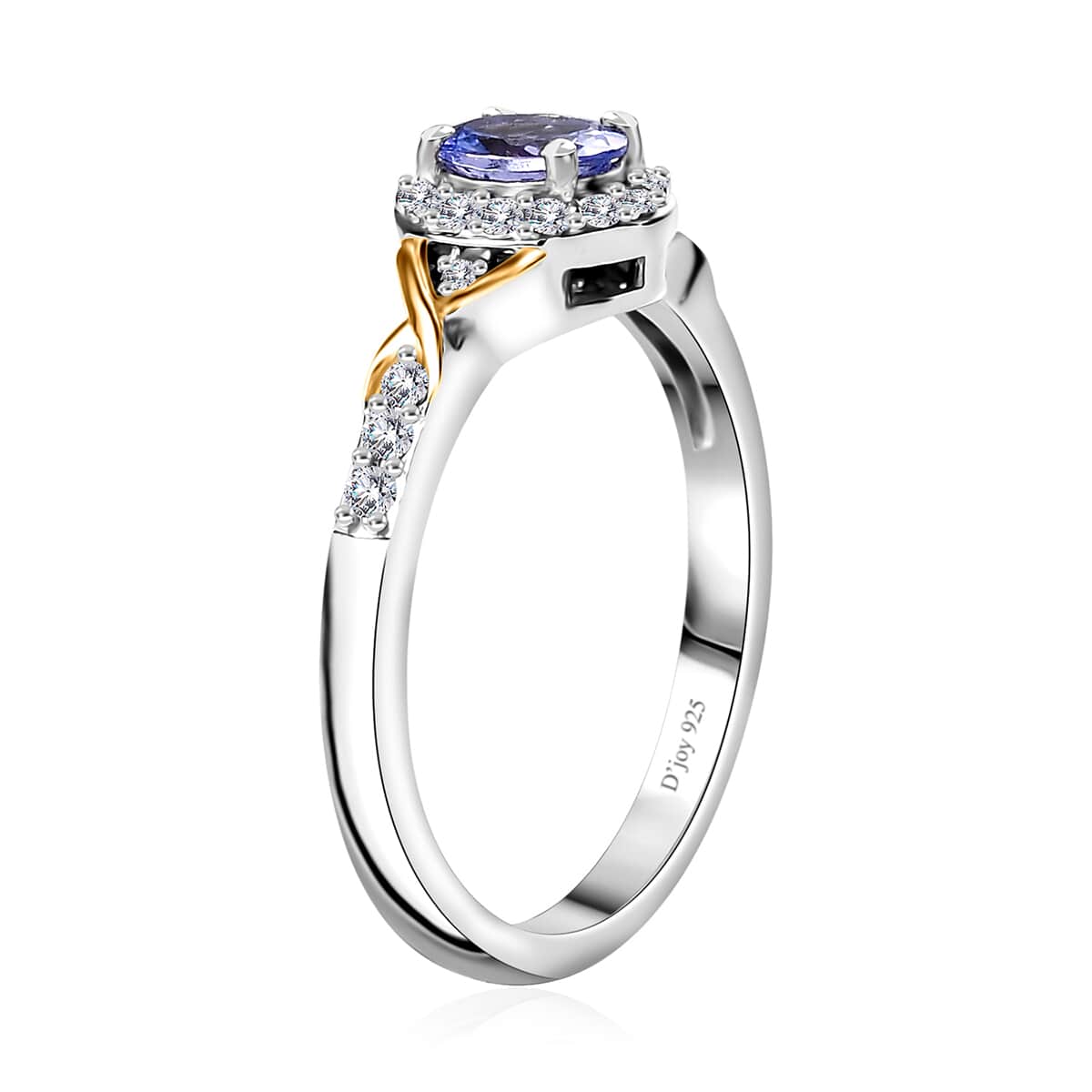 Tanzanite and White Zircon Infinity Halo Ring (Size 7.0), Pendant Necklace 20 Inches in Vermeil YG and Rhodium Over Sterling Silver 1.25 ctw image number 3