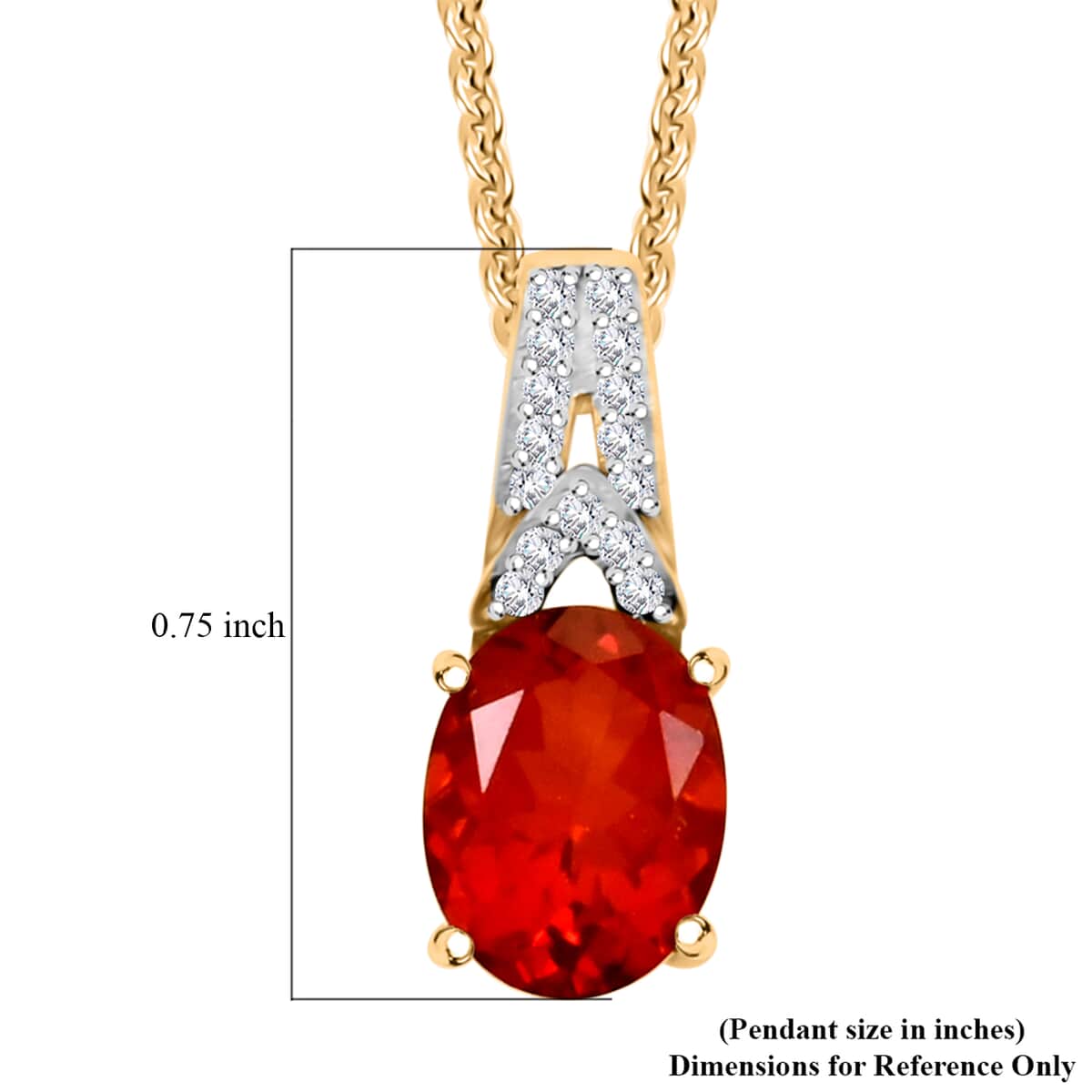 Brazilian Cherry Citrine and White Zircon 1.90 ctw Pendant Necklace in 14K Vermeil Yellow Gold Over Sterling Silver 20 Inches image number 5