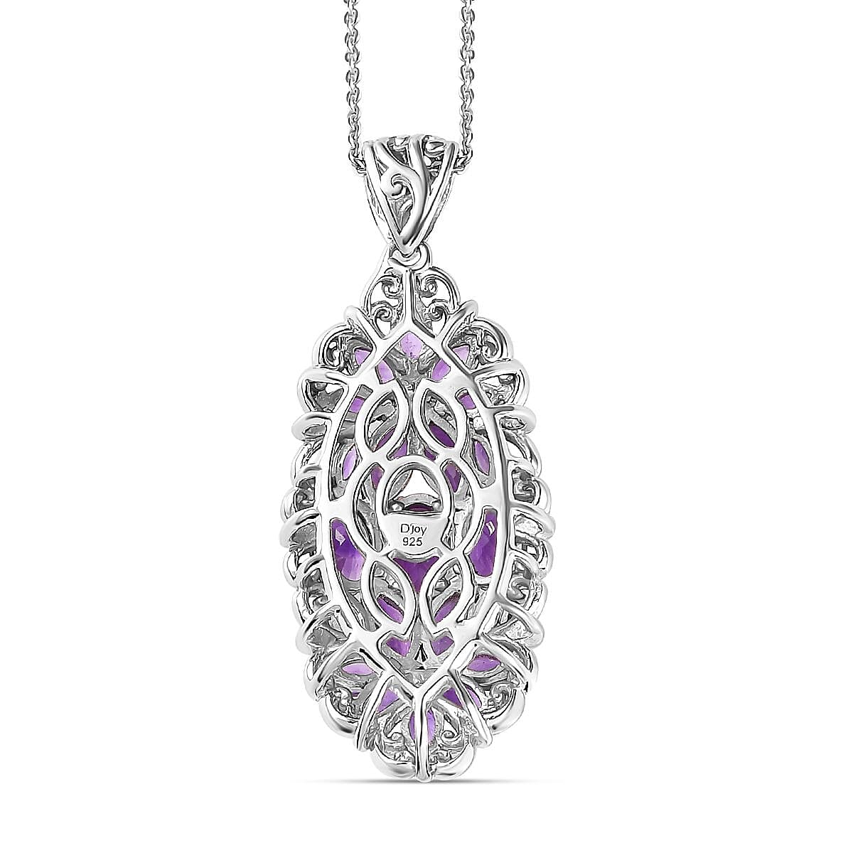 African Amethyst Elongated Pendant Necklace 20 Inches in Platinum Over Sterling Silver 3.90 ctw image number 4
