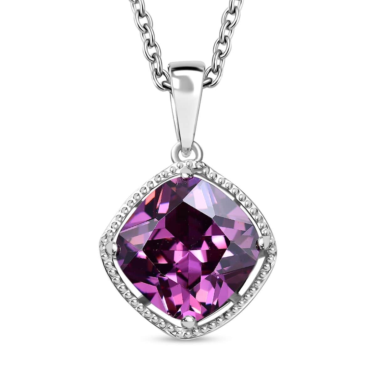 Simulated Purple Diamond 7.50 ctw Pendant in Sterling Silver With Stainless Steel Necklace 20 Inches image number 0