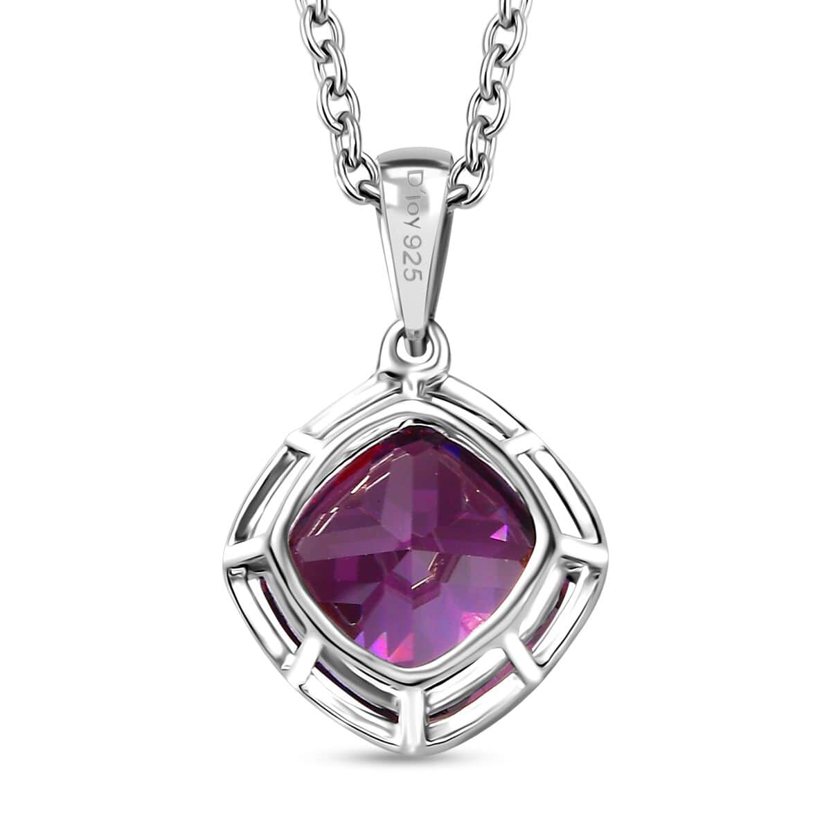 Simulated Purple Diamond 7.50 ctw Pendant in Sterling Silver With Stainless Steel Necklace 20 Inches image number 4