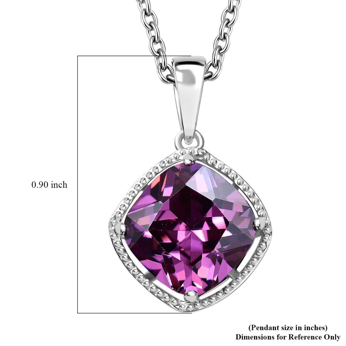 Simulated Purple Diamond 7.50 ctw Pendant in Sterling Silver With Stainless Steel Necklace 20 Inches image number 6