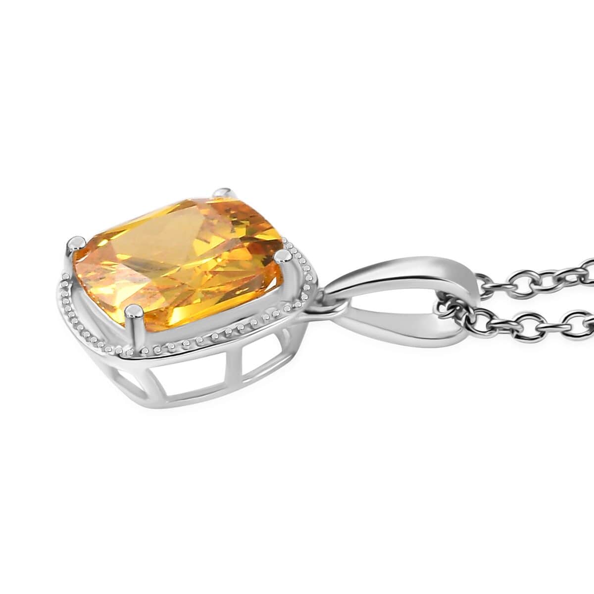 Simulated Yellow Diamond 7.25 ctw Pendant in Sterling Silver With Stainless Steel Necklace 20 Inches image number 3