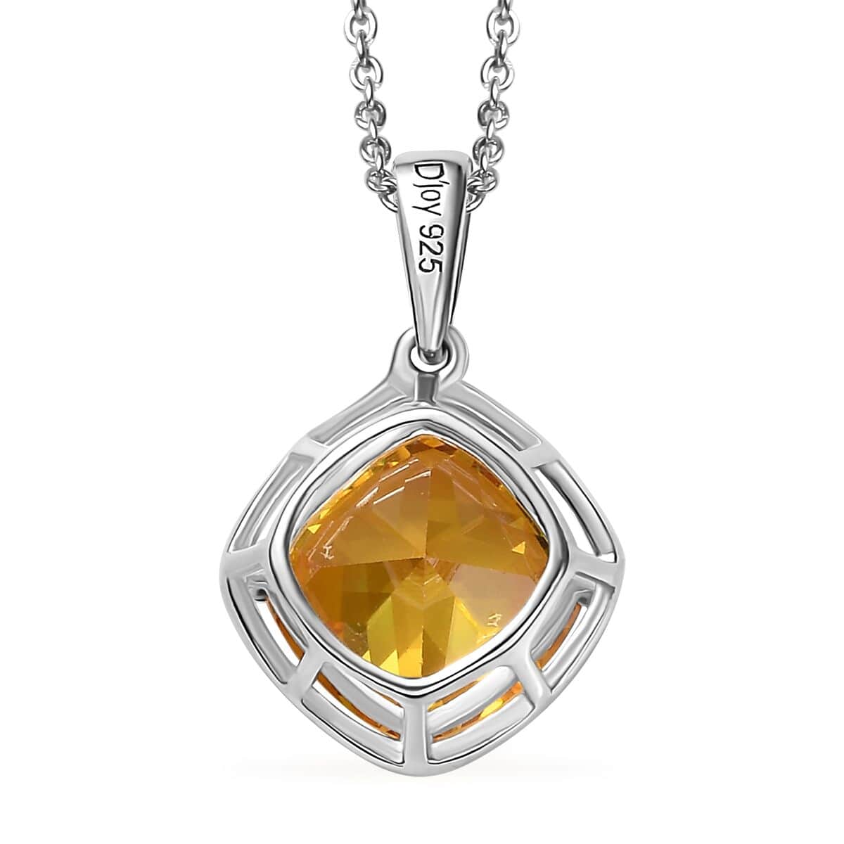 Simulated Yellow Diamond 7.25 ctw Pendant in Sterling Silver With Stainless Steel Necklace 20 Inches image number 4