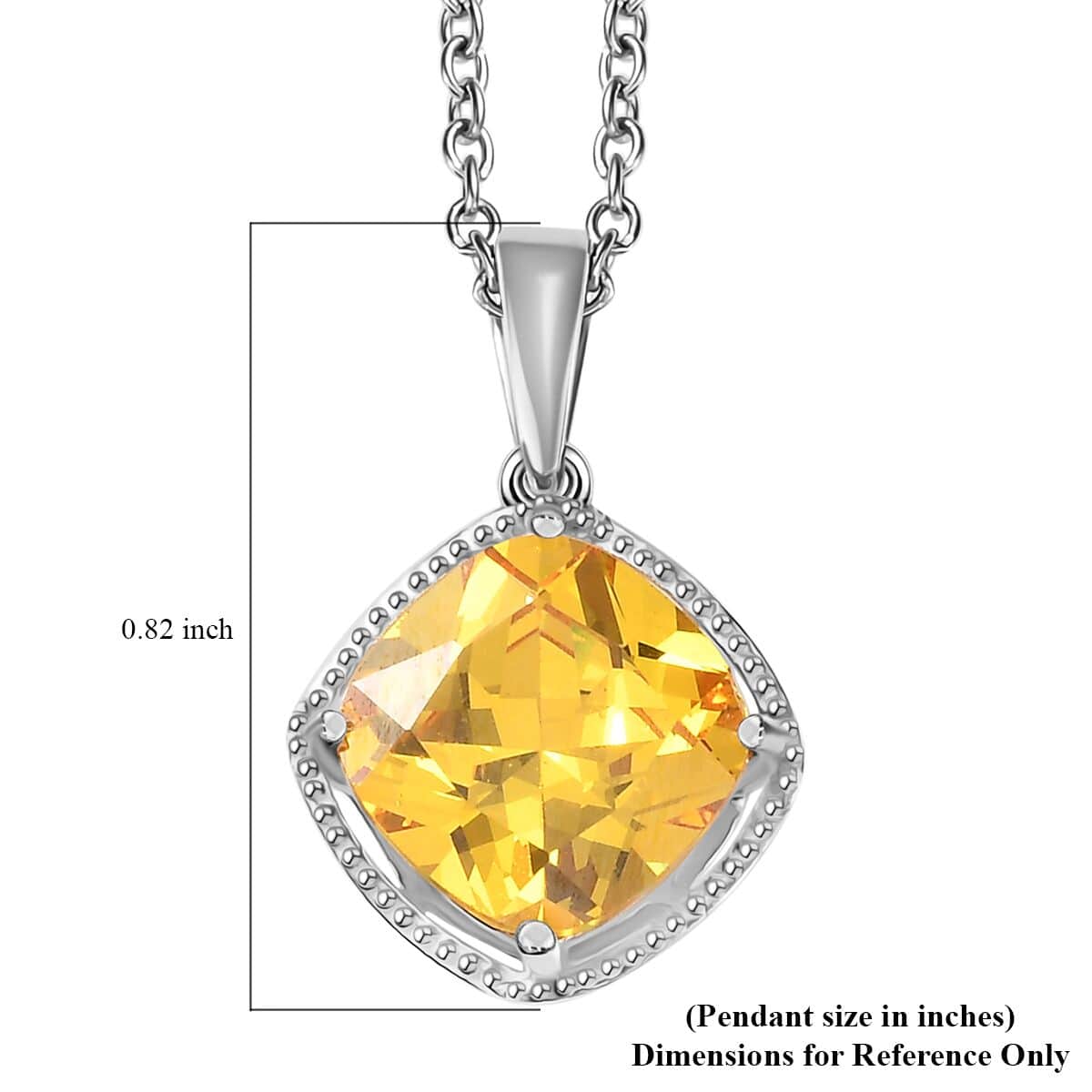 Simulated Yellow Diamond 7.25 ctw Pendant in Sterling Silver With Stainless Steel Necklace 20 Inches image number 6