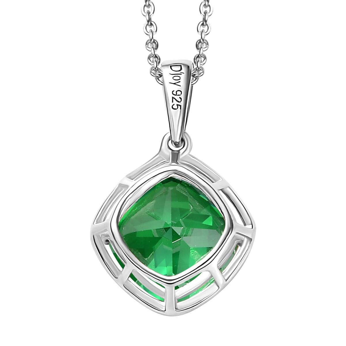 Simulated Green Diamond 7.10 ctw Pendant in Sterling Silver With Stainless Steel Necklace 20 Inches image number 4