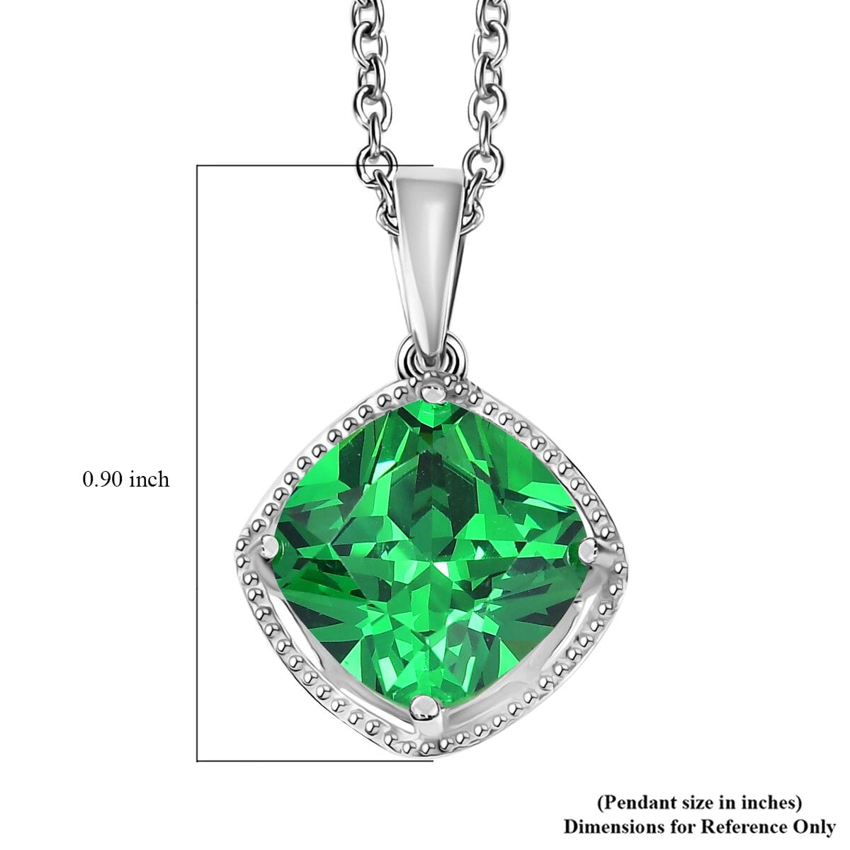 Simulated Green Diamond 7.10 ctw Pendant in Sterling Silver With Stainless Steel Necklace 20 Inches image number 6
