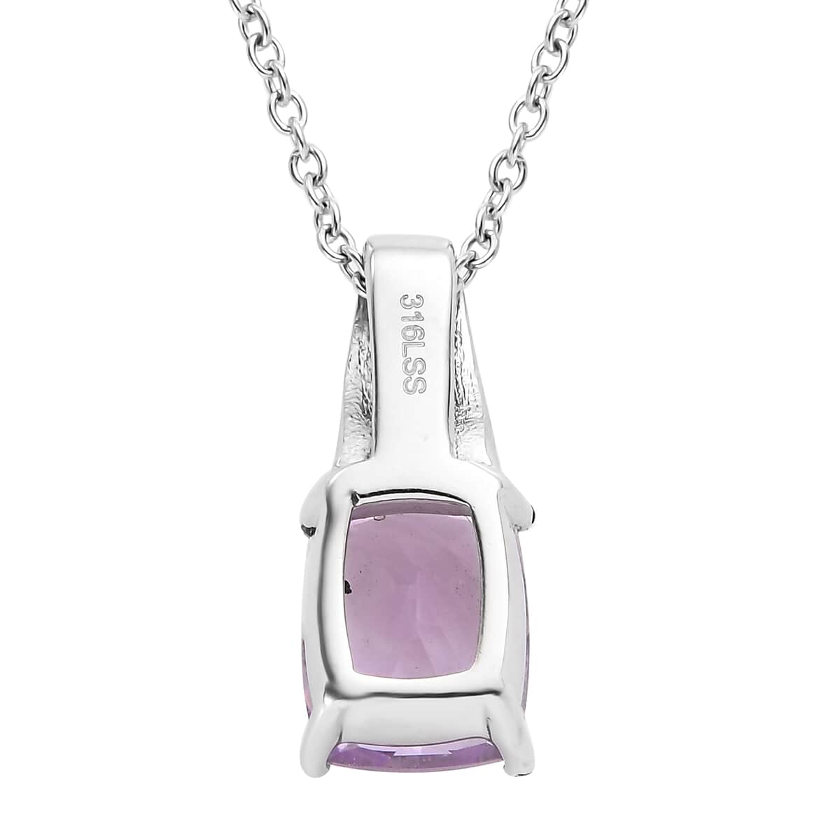 Rose De France Amethyst Pendant Necklace 20 Inches in Stainless Steel 3.90 ctw image number 4