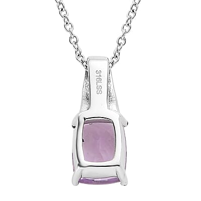 Rose De France Amethyst Pendant Necklace 20 Inches in Stainless Steel 3.90 ctw