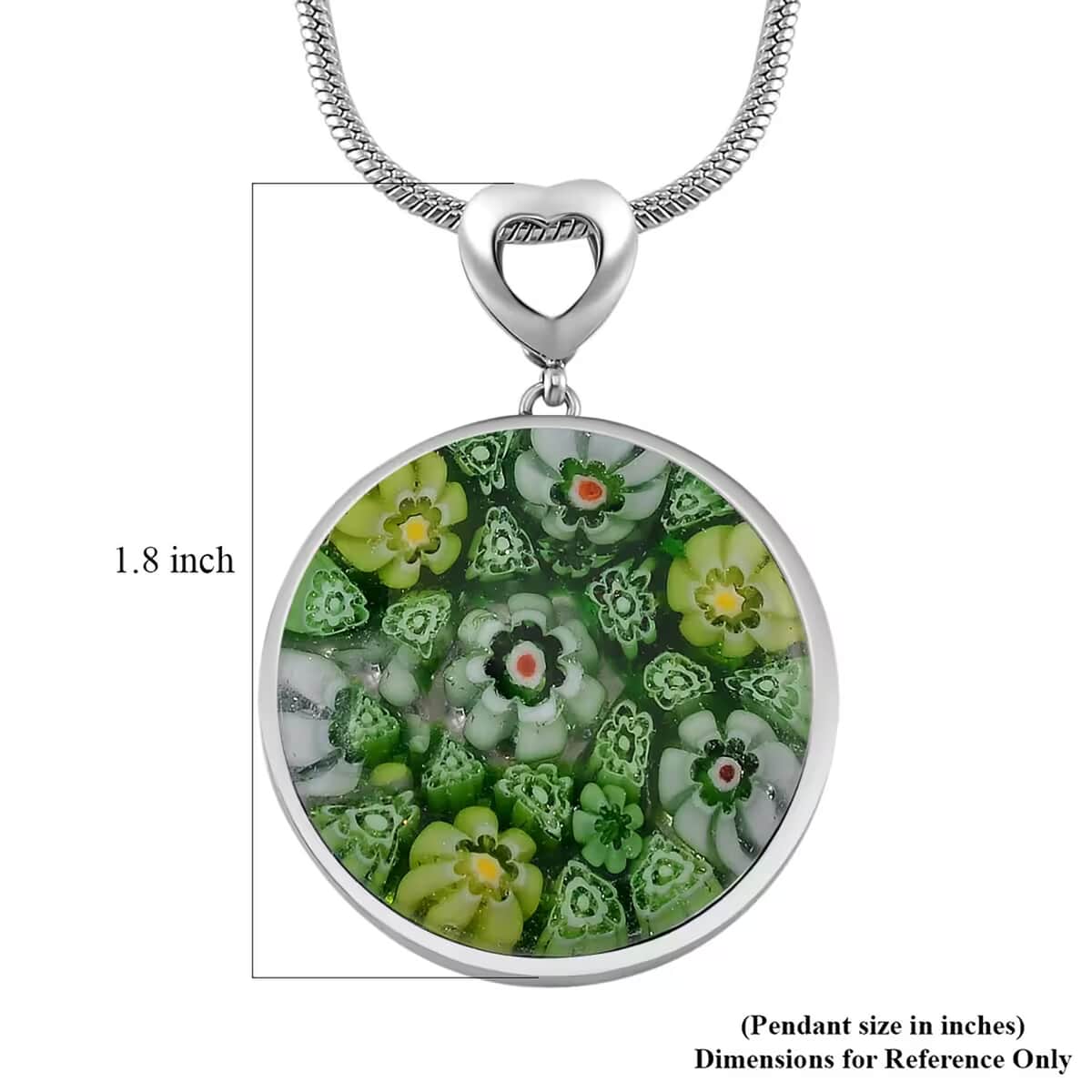 Green Color Murano Style Pendant Necklace in Stainless Steel 24-28 Inches image number 6