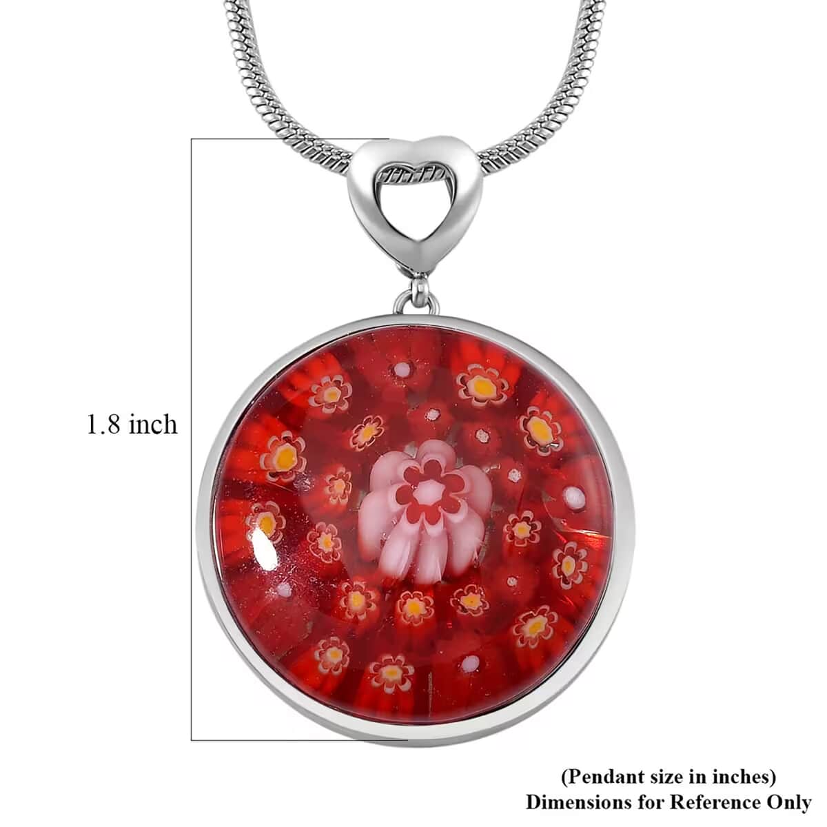 Red Color Murano Style Pendant Necklace in Stainless Steel 24-28 Inches image number 6