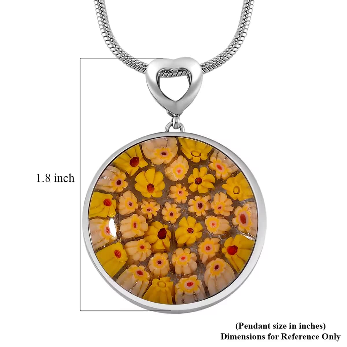 Yellow Color Murano Style Pendant Necklace in Stainless Steel 24-28 Inches image number 6