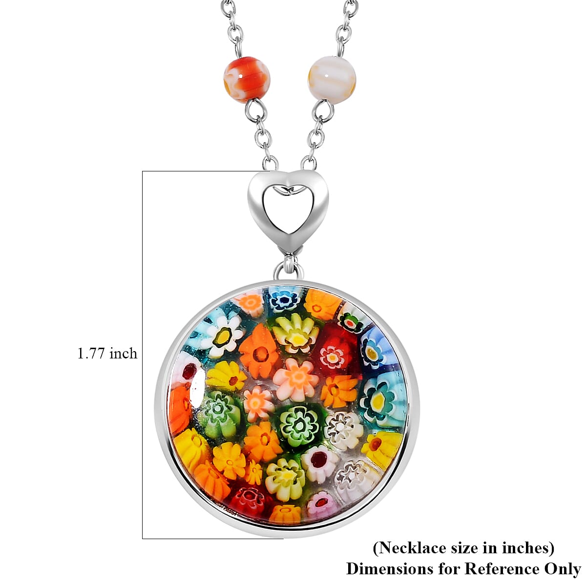 Multi Color Murano Style Beaded Pendant and Necklace 24 Inches in Stainless Steel image number 5